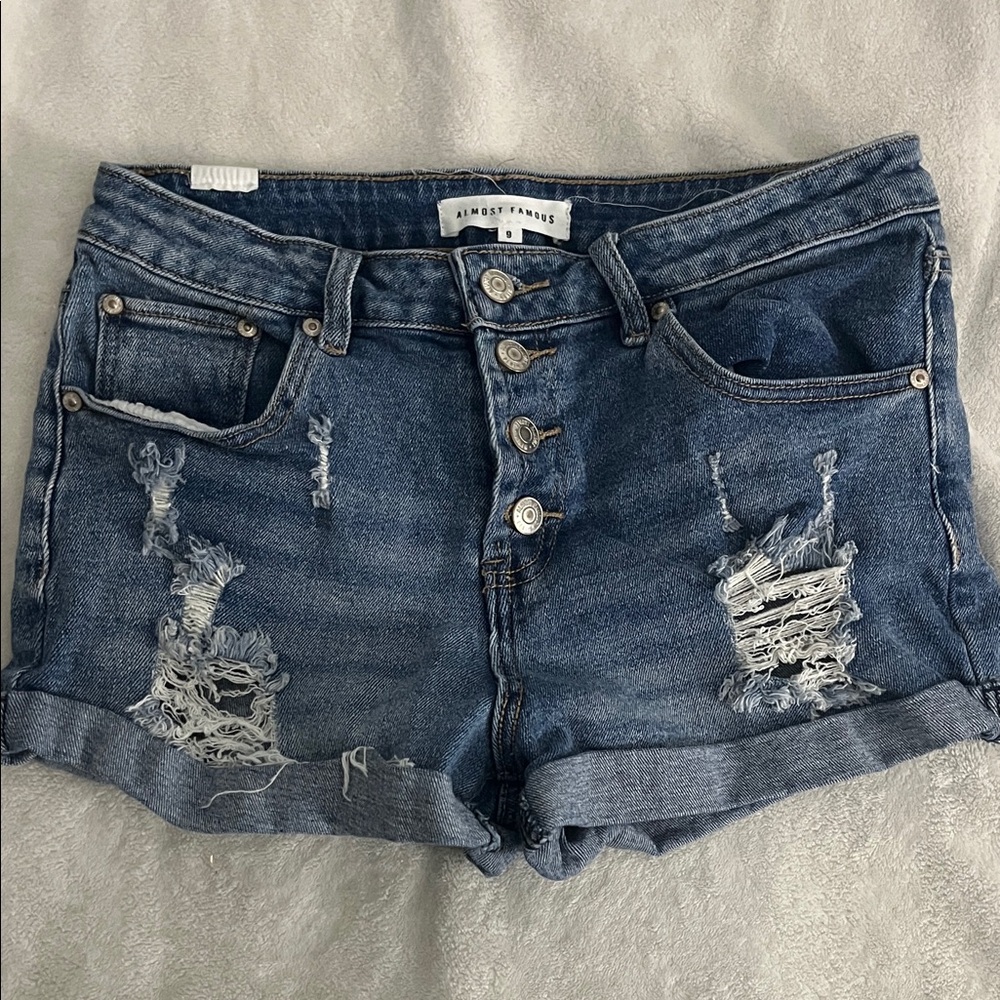Almost Famous Blue Distressed Jean Shorts